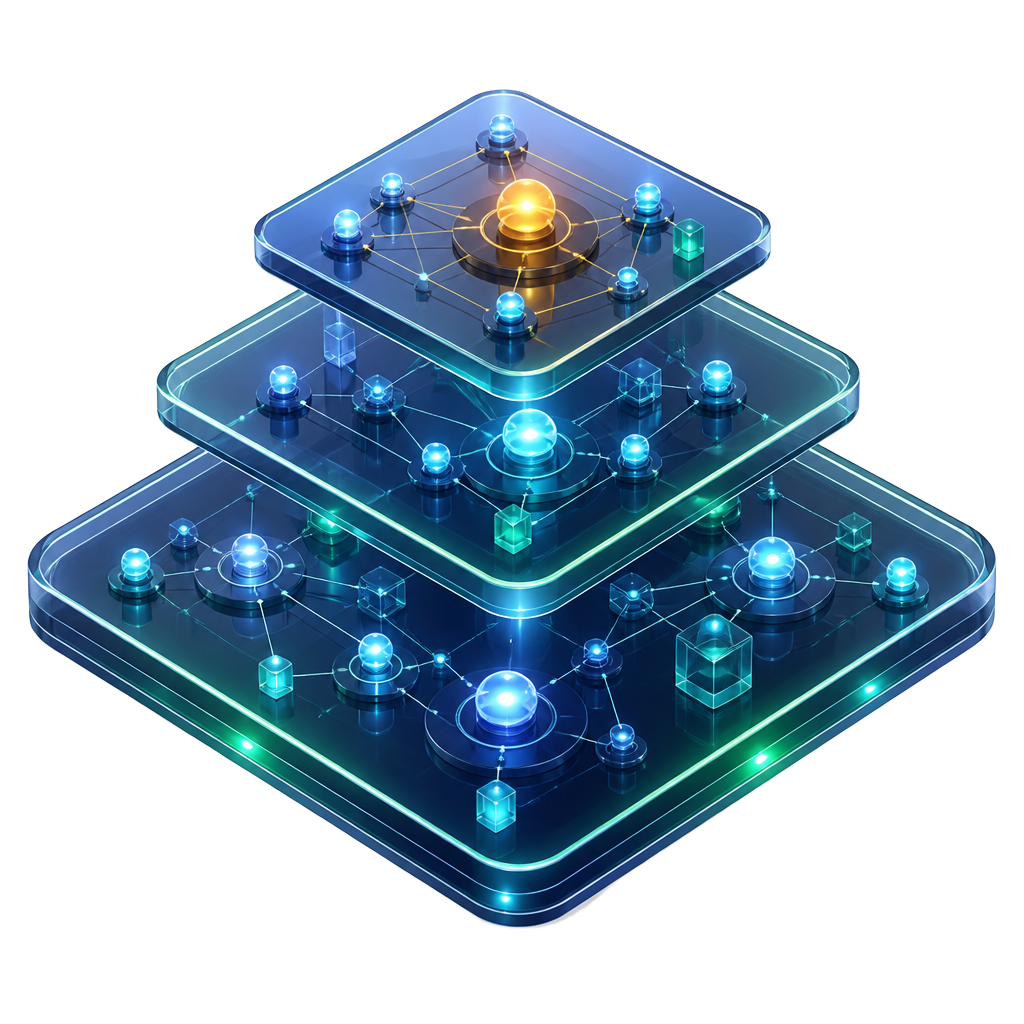 Isometric visualization of layered company intelligence signals