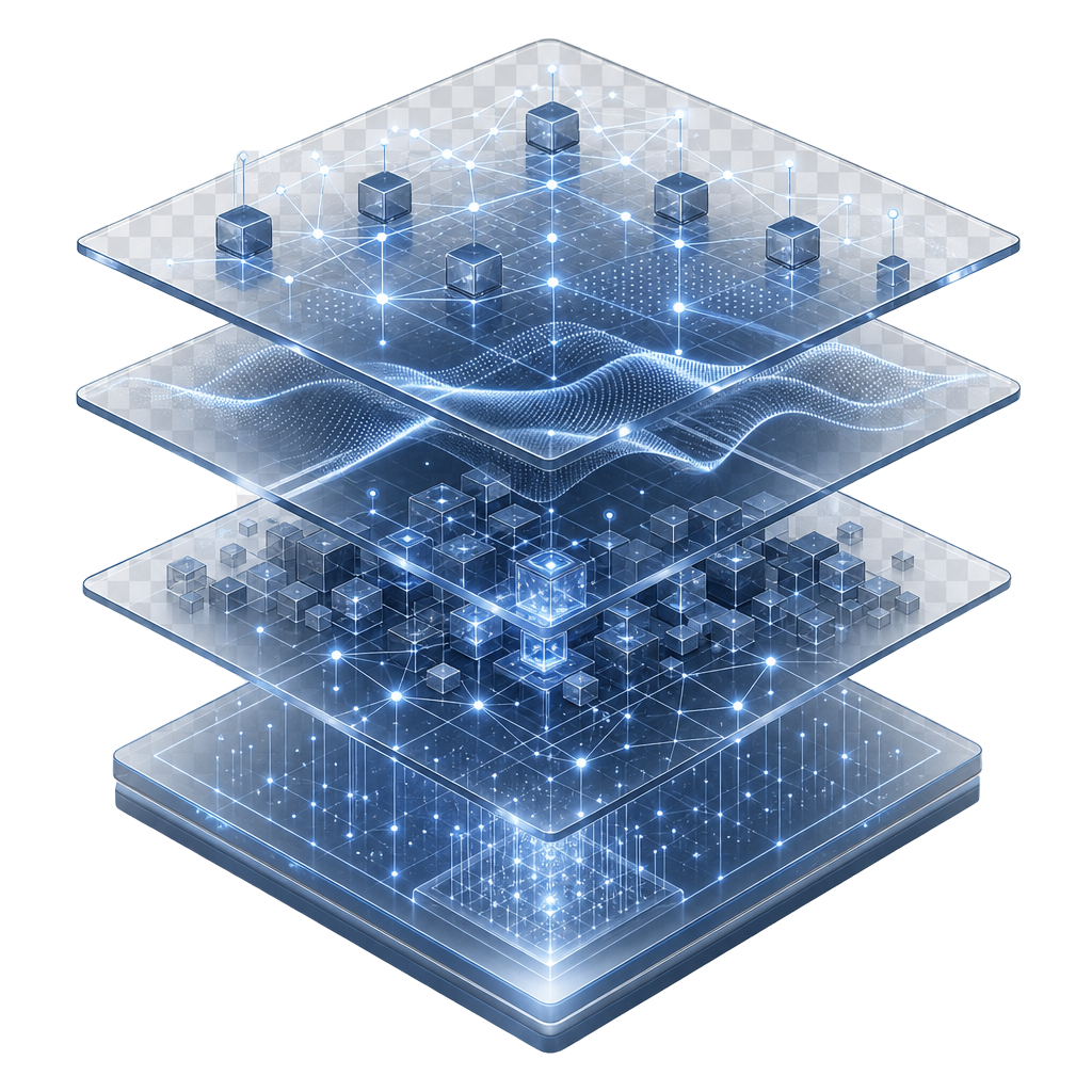 Isometric visualization of layered company intelligence signals